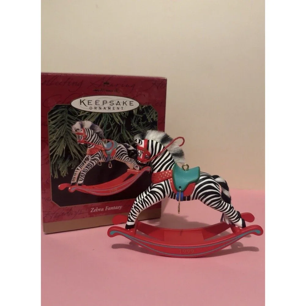 Hallmark Keepsake Ornament 1999 Zebra Fantasy Rocking Horse Linda Sickman